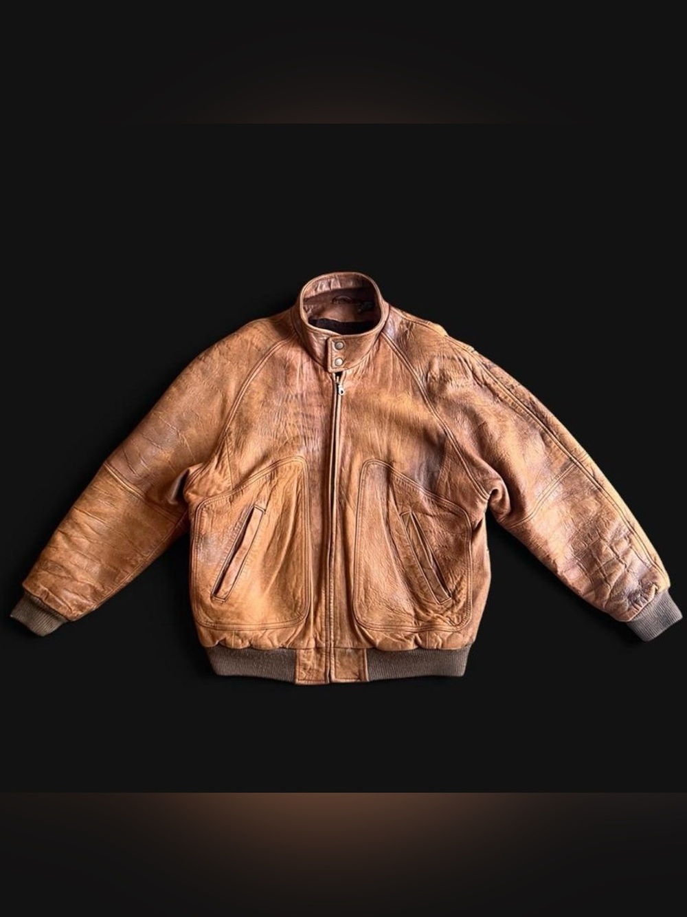 Vintage 1990’s Context patina leather bomber jacket with Aztec blanket lining